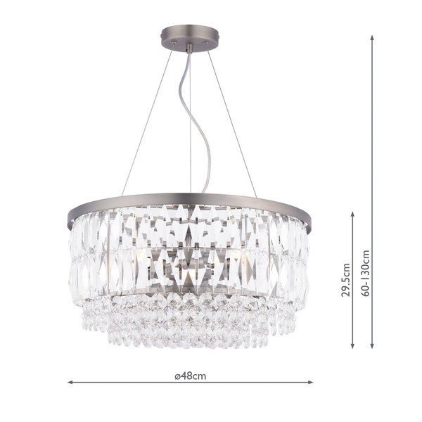 (image for) Laura Ashley Rhosill 4 Light Pendant Crystal and Aged Pewter